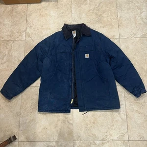 Vintage Carhartt Jacke CO3 Navy Größe 54 (2XL) Tall Quilt Lined Chore Coat EUC - Bild 1 von 17