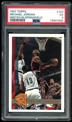 1997 TOPPS #123 MICHAEL JORDAN MINTED IN SPRINGFIELD PSA 5 - Image 1 of 2