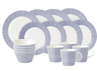 royal doulton pacific set for4 Dinner, salad plates, soup bowls, Cups. New