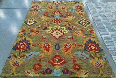 GREEN / MULTI 5'-0" x 8'-0" Flaw in Rug, Reduced Price 1172784399 BLM402B-5 - Image 1 of 4