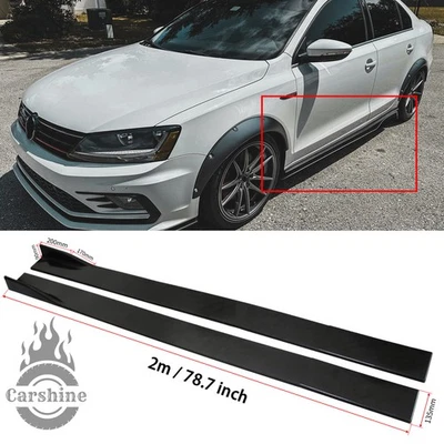 For Volkswagen Jetta 78.7'' Glossy Black Side Skirts Extension Rocker Panel Lip Foto 1 de 4