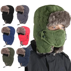 Winter Cold Weather Ushanka Russian Ski Hunting Hat with Earflaps Windproof Mask - Picture 1 of 21