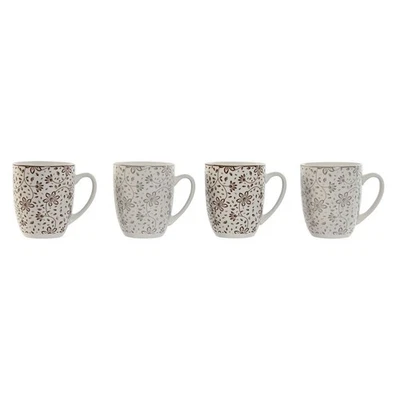 Ensemble de 4 mugs Home ESPRIT Marron Beige Fleurs 340 ml - Photo 1/4