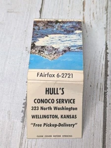 Vintage Matchbook Cover Hull's Conoco Service Wellington, Kansas - Picture 1 of 3