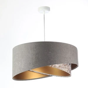Lámpara Colgante Tela Ø 50CM Gris Beige Oro E27 Ajustable Salón - Imagen 1 de 6