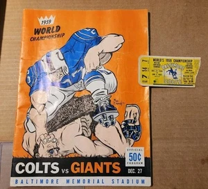 1959 Baltimore Colts Championship Game Program W Ticket Stub - Picture 1 of 3