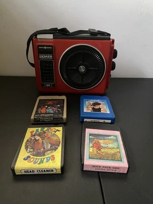 Reproductor de 8 pistas GE Power Sound 3-5502 rojo portátil con 4 cintas de lectura - ¡FUNCIONA! Foto 1 de 4