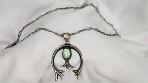 Collar grande vintage de plata esterlina navaho/turquesa nativa americana - Imagen 1 de 12