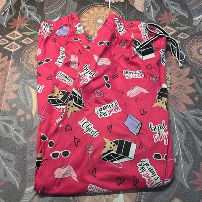 Pantalones para dormir ligeros con cordón rosa brillante medio rubio legítimo Foto 1 de 4