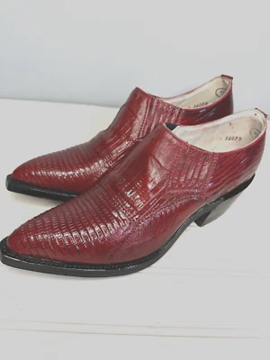 Botas de tornozelo femininas Nocona Red Lizard tamanho 5 excelente estado - Imagem 1 de 4