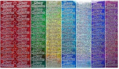 MERRY CHRISTMAS Peel off Stickers Stars Holographic Gold Silver Red Green Aqua  - image 1 of 2
