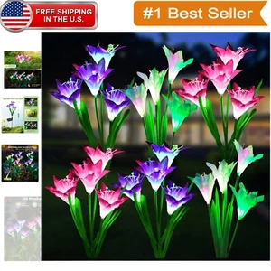 Elegant 6 Pack LED Solar Flower Lights - Color Changing and Weather Resistant - Picture 1 of 9