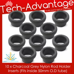 10 x Charcoal GREY Boat Aluminium 50mm TUBE Rocket Launcher ROD Insert Protector - Picture 1 of 3