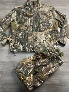 Cabelas Berber Fleece Suit Mens Jacket 2xl Pants 40 Cargo Real tree Hunting Line - Picture 1 of 16