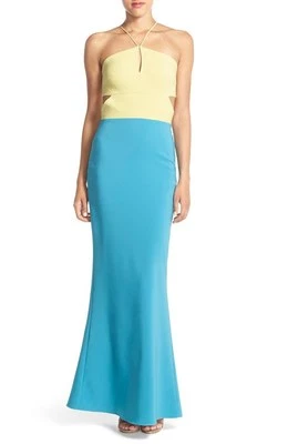 Vestido de sirena MARIA BIANCA NERO recortado techno elástico (talla 4) Foto 1 de 4