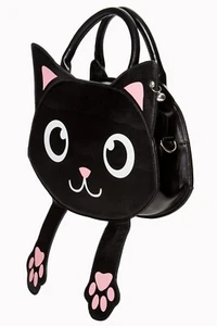 BANNED Apparel Black Bag Of Tricks Cat Magnetic Paws Cute Cat Cross Body Bag - Picture 1 of 7