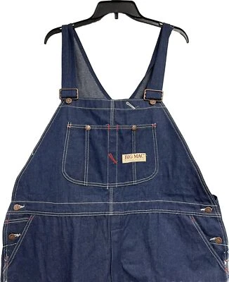 BIG MAC Bib Overalls Size 48 X 31 Blue Jean Denim Workwear Farm Farmer Vintage - Image 1 of 4