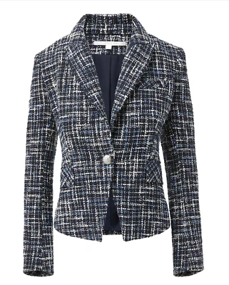 VERONICA BEARD Black Blue White Hosanna Tweed Blazer Jacket Size 6 - Image 1 of 4
