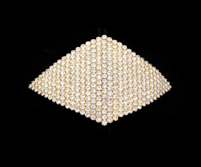 CRYSTAL RHOMBUS SQUARE DIAMOND SHAPE LARGE HAIR BARRETTE CLIP GOLD TONE CLEAR  - Изображение 1 из 4