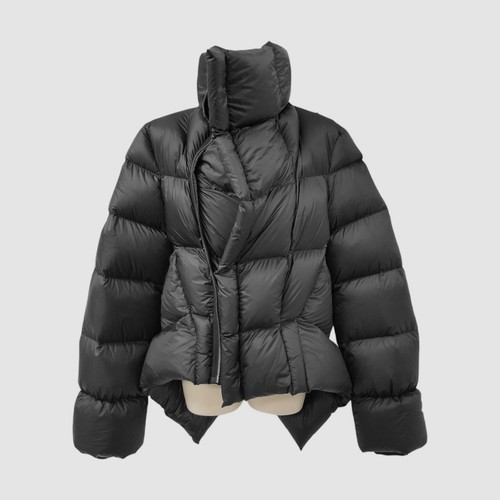 Cappotto giacca imbottito asimmetrico Rick Owens donna nero Potterville taglia 8