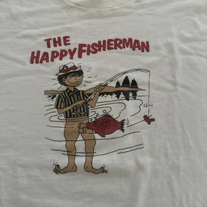 Camiseta De Colección Años 90 'El Pescador Feliz' Humor Sucio Sexual Talla XL - Imagen 1 de 9