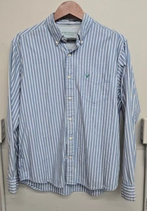 American Eagle Hemd Herren Large blau weiß Streifen Button-Down Baumwolle Freizeit - Bild 1 von 8