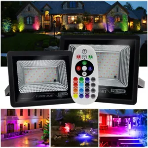 Multi colors RGB LED Flood light 50W Spotlight Color Changing Outdoor Floodlight - Picture 1 of 11