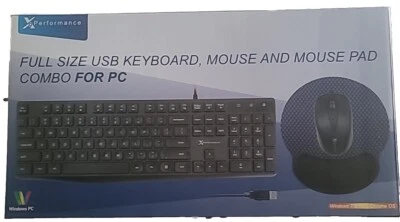 X9 Wired Keyboard and Mouse Combo - Mouse Pad Included - Ergonomic Full-Sized... - Image 1 of 4