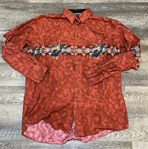 Vintage Wrangler Western Pearl Snap Shirt Men’s Sz XL Tall Rodeo Aztec Red - Picture 1 of 8