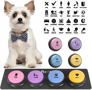 Dog Buttons for Communication, 4 Dog Talking Button Set, Speaking Buttons - Picture 1 of 12