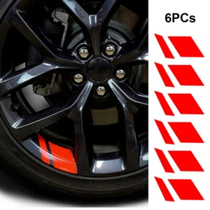 6 PCS Reflective Car Wheel Sticker Accessories Red Car Body Moldings for 18"-21" - Picture 1 of 9