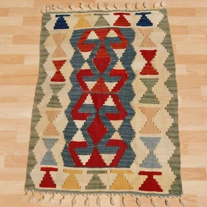 Alfombra turca decoración sala de estar hecha a mano rectángulo lana suave kilim alfombras 2X3 pies - Imagen 1 de 4
