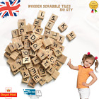 100 Wooden Scrabble Tiles Black Letters Numbers for Crafts A-Z Capital Alphabets