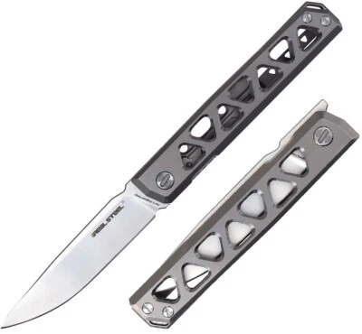 Real Steel Burns Folding Knife 3.54" VG-10 Steel Blade Blasted Titanium Handle - Image 1 of 4