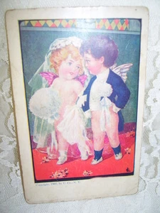 Antigua postal de novia y novio de 1907 - Imagen 1 de 2