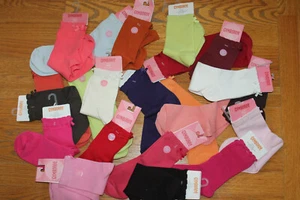 Gymboree GIRLS Basic Bow SOCKS Orange PINK Green CORAL Red BURGUNDY 5 6 7 yrs - Picture 1 of 23