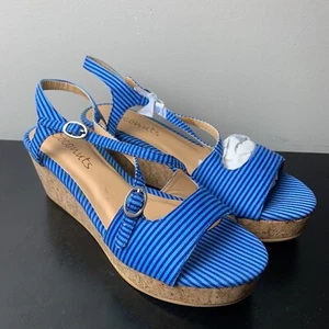 Coconuts Castaway Platform Sandals Blue Shoes 8 M US Strappy Casual - Picture 1 of 6