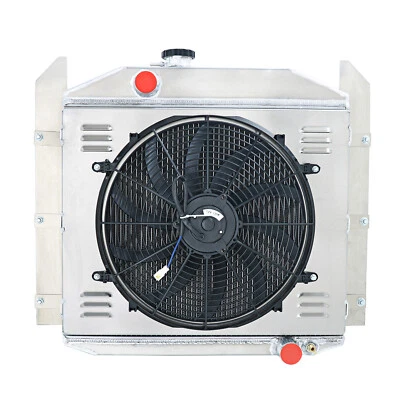 For 1949-52 Studebaker Pickup 2R11 2R5 2R6 MT 4 Row Aluminum Radiator+Shroud Fan - Imagem 1 de 4