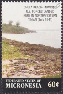 WWII Chula Beach (1944 Battle of Tinian Micronesia) ENOLA GAY Home Base Stamp - Picture 1 of 1