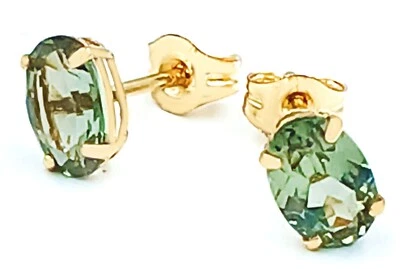 PENDIENTES ALEJANDRITA DE ORO AMARILLO DE 14k CREADOS EN LABORATORIO DE 1,18 quilates - Nuevos con etiqueta Foto 1 de 4