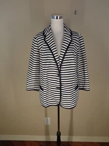 Talbots Woman sz 2x  Navy Blue & White Blazer Cotton blend, Unlined - Picture 1 of 5