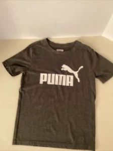 Puma Kids  Logo T Shirt Short Sleeve Crew Neck Size Small (8) Gray White - Picture 1 of 3