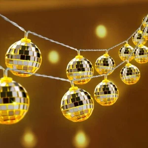 AceList 50 LED Disco Ball Mirror Party Light String 50-LED, Warm White - Picture 1 of 9