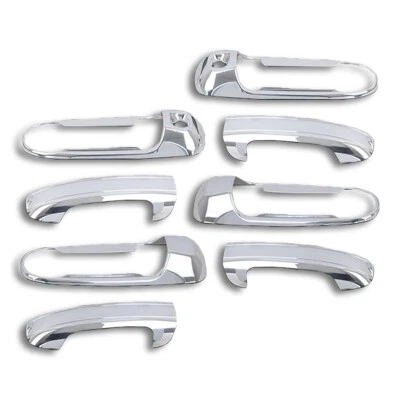 Chrome Door Handle Cover Overlays For Dodge Ram Jeep Grand Cherokee Commander - Image 1 of 4