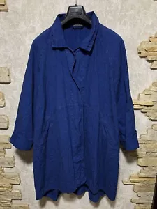 Oska Blue Linen Cotton Glenceck Coat Jacket Size 2 - Picture 1 of 12