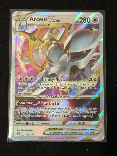 Carte Pokémon Arceus VSTAR 123/172 - Brilliant Stars - Ultra Rare - Collection Ou Jeu