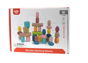Tooky Toy -WOODEN STACKING STONE BLOCKS LARGE 32PCS - Picture 1 of 7
