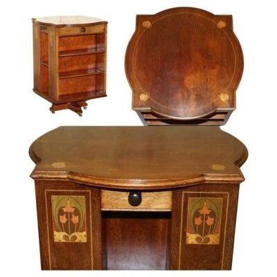 RARE ANTIQUE ART NOUVEAU REVOLVING BOOKCASE TABLE IN THE LIBERTY'S LONDON TASTE - Image 1 of 4