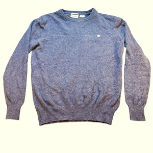 Timberland Mens 100% Merino Wool Crew Neck Donegal Sweater Blue Speckled Large - Picture 1 of 8