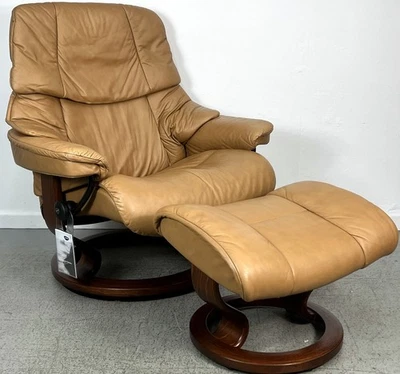 Silla reclinable giratoria otomana Ekornes Stressless grande RENO cuero marrón topo Foto 1 de 4